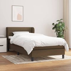 Κρεβάτι Boxspring με Στρώμα Σκούρο Καφέ 90x200 εκ. Υφασμάτινο 3126296