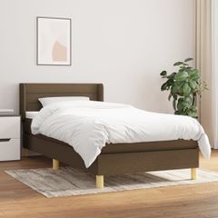 Κρεβάτι Boxspring με Στρώμα Σκούρο Καφέ 90x200 εκ. Υφασμάτινο 3130324