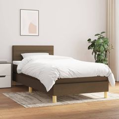 Κρεβάτι Boxspring με Στρώμα Σκούρο Καφέ 90x200 εκ. Υφασμάτινο 3140668