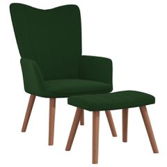 Πολυθρόνα Relax Σκούρο Πράσινο Βελούδινη με Σκαμπό 327668