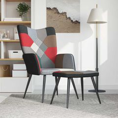 Πολυθρόνα Relax Σχέδιο Patchwork Υφασμάτινη με Σκαμπό 328198-thumb-1