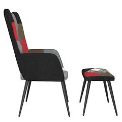Πολυθρόνα Relax Σχέδιο Patchwork Υφασμάτινη με Σκαμπό 328198-thumb-3