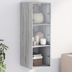 Ντουλάπι Τοίχου Sonoma Γκρι 35x37x100 εκ. με Γυάλινες Πόρτες 836488