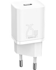 Baseus Φορτιστής Super Si PD 25W 1x USBC Λευκός + Καλώδιο USB-C - USB-C