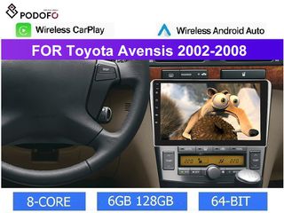 Toyota Avensis (2002-08) Android 13 Οθόνη 9" | 6GB RAM + 128GB ROM | Ασύρματο CarPlay & Aσύρματο Android Auto | GPS, WiFi, DSP