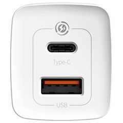 BASEUS GAN2 LITE 65WATT QUICK CHARGER TYPE-C+ USB WHITE-thumb-2