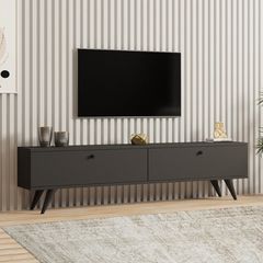 Έπιπλο τηλεόρασης Paris Megapap χρώμα ανθρακί 160x25x35εκ.