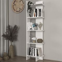 Βιβλιοθήκη Perla Megapap χρώμα λευκό 48x22x170εκ.