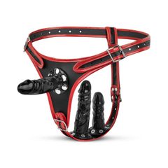 Fetish Collection - Triple Dildo Strap-On Harness-thumb-5