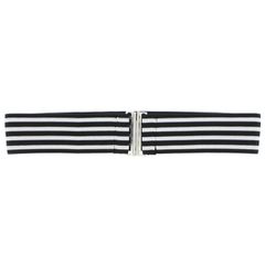 Black & White Striped Belt with Clasp