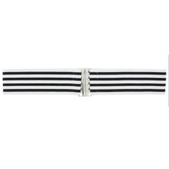 White & Black Striped Belt with Clasp