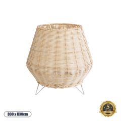 Boho Επιδαπέδιο Φωτιστικό Μονόφωτο 1 x E27 IP20 Μπεζ Ξύλο με Λευκό Μέταλλο - Μ30 x Π30 x Υ30cm