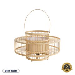 Boho Επιδαπέδιο Φωτιστικό Μονόφωτο 1 x E27 IP20 Μπεζ Ξύλο - Μ48 x Π48 x Υ27cm