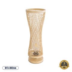 Boho Επιτραπέζιο Φωτιστικό Μονόφωτο 1 x E27 AC220-240V IP20 - Φ17 x Υ42cm - Μπεζ Ξύλινο Μπαμπού Πλέγμα