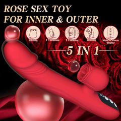 Silicone Vibrator 7 Powerful Modes - Licking - 7 Thrusting Heating Red-thumb-1