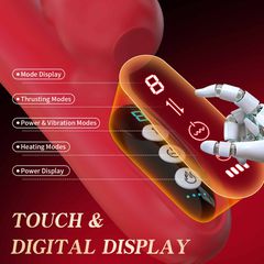 Silicone Vibrator 7 Powerful Modes - Licking - 7 Thrusting Heating Red-thumb-2