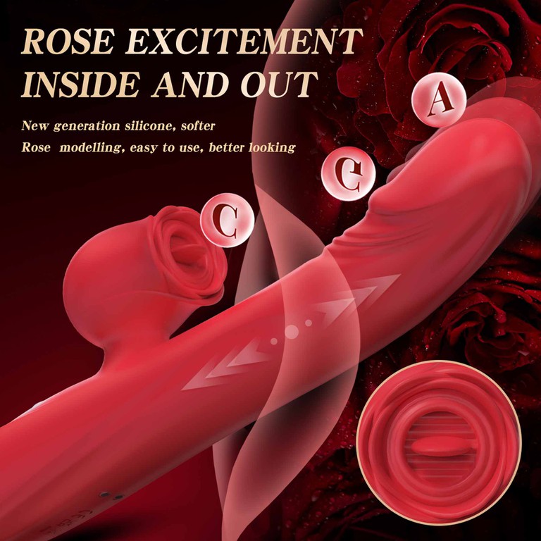 Silicone Vibrator 7 Powerful Modes - Licking - 7 Thrusting Heating Red