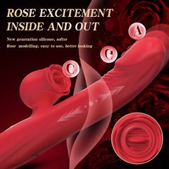 Silicone Vibrator 7 Powerful Modes - Licking - 7 Thrusting Heating Red