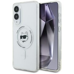Karl Lagerfeld Button Choupette Head Printed Logo MagSafe Case for Samsung Galaxy S25 Edge - White