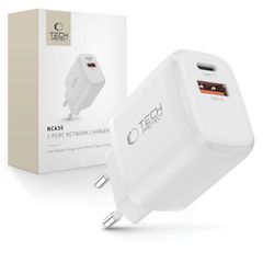 Tech-Protect NCA30 PD 30W QC3.0 USB-A / USB-C Wall Charger - White-thumb-0