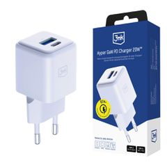 3mk Hyper GaN Charger 20W QC4+ PD PPS USB-C USB-A Wall Charger - White
