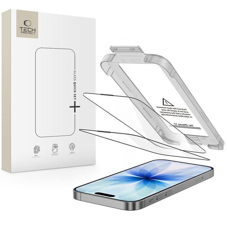 Tech-Protect Quick Set+ 2-pack tempered glass for iPhone 17 - black