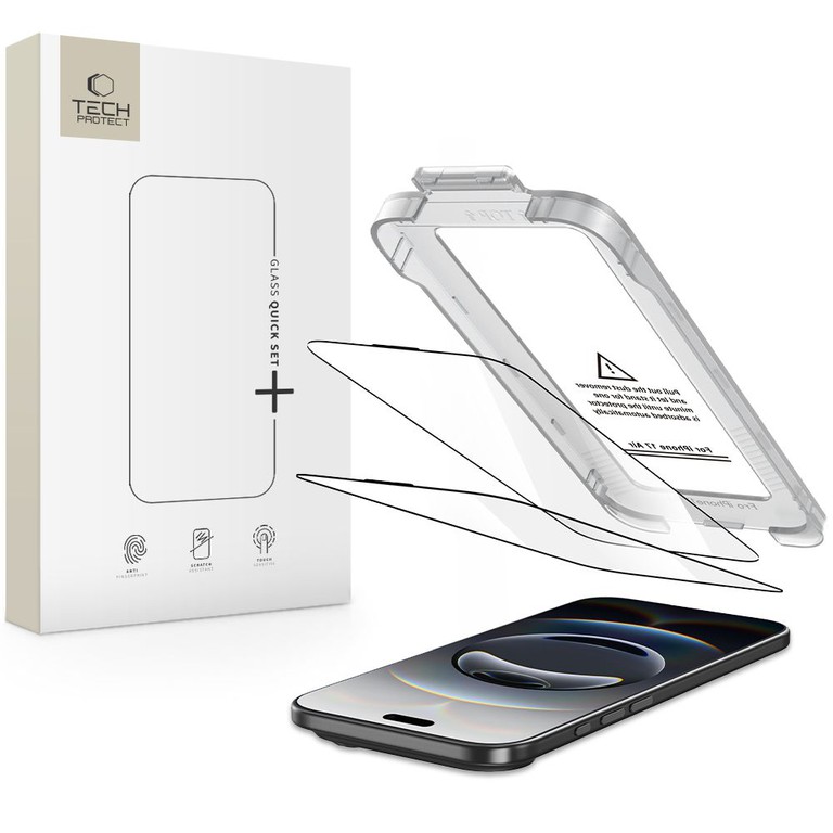 Tech-Protect Quick Set+ 2-pack tempered glass for iPhone 17 Air - black