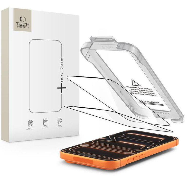 Tech-Protect Quick Set+ 2-pack tempered glass for iPhone 17 Pro - black
