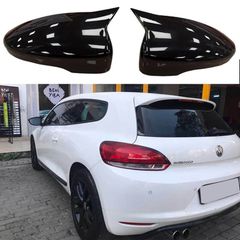Καπάκια Καθρεφτών Για VW Scirocco 08-17, Eos 06-15, Passat CC 08-12, Jetta 10-18 Γυαλιστερό Μαύρο 2 Τεμάχια-thumb-2