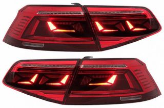 Πισινά Φανάρια Set Για VW Passat B8 3G (2015-2019) Limousine Sequential Dynamic Φλας B8.5 Design Red/Crystal