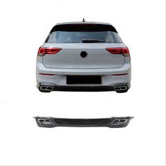 Diffuser Πίσω Προφυλακτήρα Για VW Golf VIII (8) 2019+ R-Line Look Με Διακοσμητικές Απολήξεις Για Life Style & Impression Έκδοση Προφυλακτήρα Γυαλιστερό Μαύρο Από Abs Πλαστικό