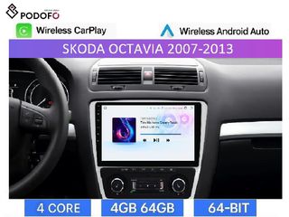 Skoda Octavia (2006-2013) Android Car Radio 10" 4+64GB Ασύρματο CarPlay & Aσύρματο Android Auto GPS  WiFi DSP