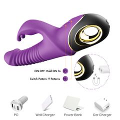 Thrusting Rabbit Vibrator Zing Purple-thumb-9