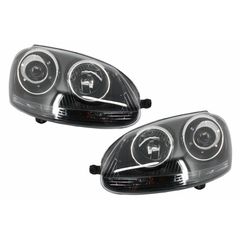 Μπροστινά Φανάρια Set Για Vw Golf V (5) 03-08 Bi-Xenon Projectors GTI / R32 Look Μαύρα H7/H7 Με Μοτέρ & E-Mark Carner