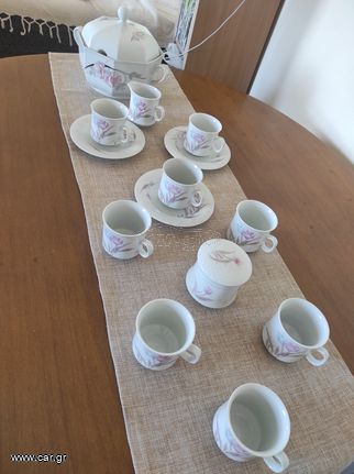 Σερβίτσιο τσαγιού πορσελάνης + ΔΏΡΟ Σουπιέρα