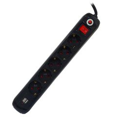 Spacer PP-5-45B-USB Πολύπριζο Schuko x5 Usb x2 4.5 M Cable