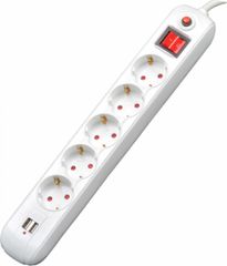 Spacer PP-5-45 USB Πολύπριζο Schuko x5 Usb x2 4.5 M Cable