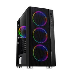 Spacer SPCS-GC-RAINBOW Gaming Midi Tower Κουτί Υπολογιστή με Πλαϊνό Παράθυρο και RGB Φωτισμό Μαύρο