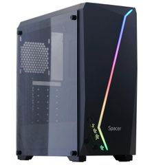 Spacer SPCS-GC-FLASH Gaming Midi Tower Κουτί Υπολογιστή με Πλαϊνό Παράθυρο και RGB Φωτισμό Μαύρο