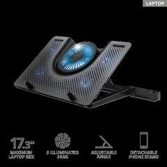 Trust TR-23581 GXT 1125 Quno Cooling Pad για Laptop έως 17.3" με 5 Ανεμιστήρες και Φωτισμό Γκρι