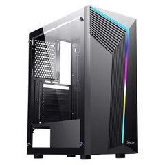 Spacer SPCS-GC-WARRIOR Gaming Midi Tower Κουτί Υπολογιστή με RGB Φωτισμό Μαύρο