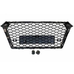 Μάσκα Για Audi A4 B9 16-19 RS4 Look Κυψελωτή Γυαλιστερό Μαύρο 1 Τεμάχιο-thumb-2