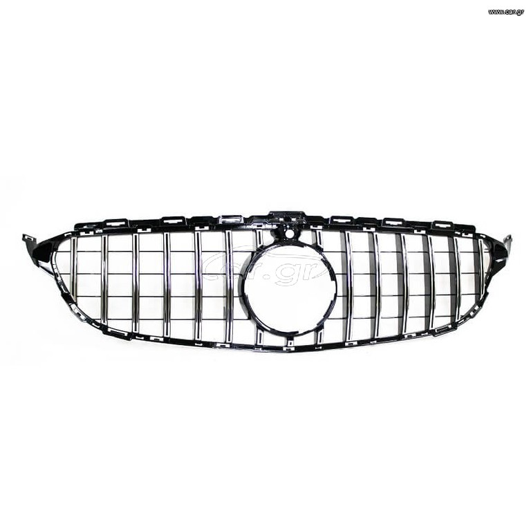 Μάσκα Για Mercedes-Benz C-Class W205 14-18 GT Amg Panamericana Look 360° Με 14 Γραμμές Μαύρο/Χρώμιο 1 Τεμάχιο