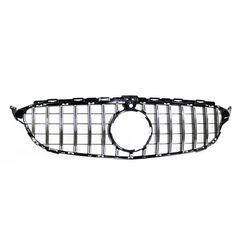 Μάσκα Για Mercedes-Benz C-Class W205 14-18 GT Amg Panamericana Look 360° Με 14 Γραμμές Μαύρο/Χρώμιο 1 Τεμάχιο