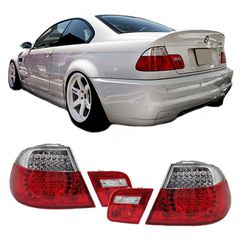 Πισινά Πίσω Φανάρια Για Bmw 3 E46 Coupe 99-03 Led Red/Crystal σετ 2τμχ.-thumb-1