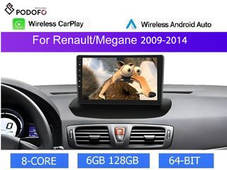 Renault Megane 3 (2009-14) Android Car Radio 9" 6+128GB Ασύρματο CarPlay & Aσύρματο Android Auto GPS  WiFi DSP