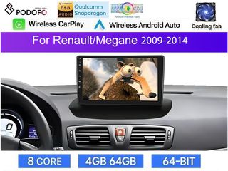 Renault Megane 3 (2009-14) Οθόνη 9" Android 15 | 4GB RAM + 64GB ROM | 8-Core Snapdragon | Ασύρματο CarPlay & Ασύρματο Android Auto GPS WiFi DSP FM/RDS