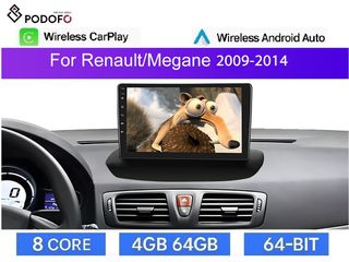 Renault Megane 3 (2009-14) Android Car Radio 9" 4+64GB Ασύρματο CarPlay & Aσύρματο Android Auto GPS  WiFi DSP