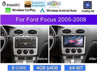 Ford Focus (2005-08) Οθόνη 9" Android 15 | 4GB + 64GB | 8-Core Snapdragon | Ασύρματο CarPlay & Android Auto GPS WiFi DSP FM/RDS