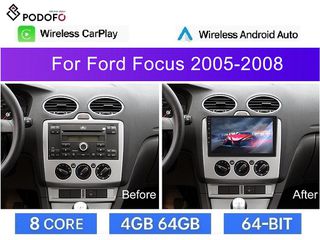 Ford Focus (2005-08) Android Car Radio 9" 4+64GB Ασύρματο CarPlay & Android Auto GPS WiFi DSP